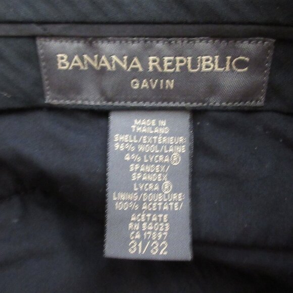 Banana Republic Mens Slacks Size 31/32 Gavin Black Chino Pants Wool Blend EUC - Picture 3 of 6